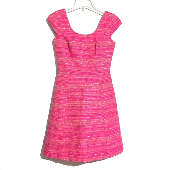 Lilly Pulitzer Rylan A-Line Dress in Neon Pink Metallic Boucle - Picture 3 of 11